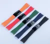 20mm Curved End Watch band and Black Polished Clasp Silicone Black Navy Green Orange Red Rubber Watchband For Rol strap SUB GMT Da4176645