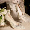 Dress Shoes Size 32-43 Crystal Tassel Wedding Bride Women's Point Toe Bridesmaid High Heels