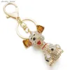 Keychains Lonyards dalaful dalmatian chien cristal sac à main clés clés keychaines pour les chaînes de clés en strass de voiture Hortez les femmes K309 Y240417