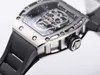 Les hommes regardent un homme mystérieux Watch Designer RM52-01 RM052-01 Superclone Skull Active Tourbillon Skull Wristwatch Hollowed Out Full-Automatique