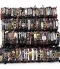 Hoqiaga 100pcs Bracelets en cuir Men Femmes Véritable Vintage Punk Rock Retro Couple de bracelet à la main