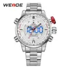 WEIDE MenS Sports Model Multiple Functions Business Auto Date Week Analog LED Display Alarm Stop Watch Steel Strap Wrist Watch248n