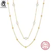 Chaines Orsa Jewels Double couche empilé Collier Collier de cou de perle d'eau douce 925 Bijoux en argent sterling pour femmes GPN62