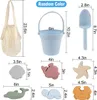 Silikonstrandleksaker Ställ barnen Resa Friendly Beach Silikon Bucket Shovel Sand Molds Beach Bag Silicone Sand Toys For Toddlers 240407