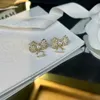 Bow Dangle Earring Luxury Brand Designer Earrings Stud Women Crystal Rhinestone Pearl Wedding Party Jewelry Top Quality