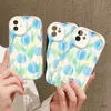 Cell Phone Cases Curly Wave Edge Cream Heart Flowers Phone Case For phone 11 Case phone 15 14 13 12 Pro Max XS X XR 7 8 Plus SE Silicone Cover