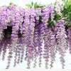 12st Artificial Wisteria Ivy Hanging Vine Faux Silk Flower Garland Purple Hanging Flower Plant for Home Garden Wall Decoration 240417