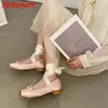 Klänningskor Flower Winding spetsrosa kvinnors pumpar Square Toe Ankel Strap Chunky Heel Spring Autumn Colorful Casual Party Modern