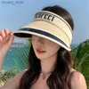 Visors Korean Womens Fashion Versatile Color-Blocking Letter Sunscreen Empty Top Hat with Large Brim for a Small Face Outdoor Sun Hat Y240417