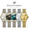 Нарученные часы jsdun Luxury Automatic Mechanical Women Watch Fashion Водонепроницаемые светящиеся леди календарь Auto Date Gold Women's
