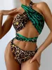 Frauen Badebekleidung 2024 Halfter Schub Up Bikini Set Patchwork Print Badeanzug Schwimmanzug hoher Taille weibliche sexy Badeschwimmen