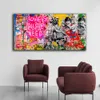 Banksy Abstract Street Art Canvas Oil Målning Modern Graffiti Wall Art Prints Love Is All We Need Pop Art Affischer Wall Pictures For Bedroom Home Decor