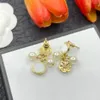 Baroque Earrings Classic Designer Crystal Pearl Bee Flower Bow Charm Letter G Ear Drop Gold Silver Plated Ear Stud Clip Hoop Earring For Women Jewelry 20 Styles No Box