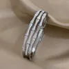 Bangle Freetry Trendy Bamboo ingelegde zirkoon roestvrijstalen armbanden voor vrouwelijke delicate gelaagde emailarmarmbanden waterdichte sieraden geschenken