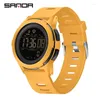 손목 시계 Sanda Top Brand Men Watches 피트니스 스포츠 패스 미터 칼로리 50m 방수 LED 디지털 시계 군사 손목 시계