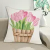 Cuscino cuscino da cuscino sostituibile tocco morbido fiore di tulipano copertura chiusura chiusura resistente per la stanza