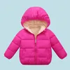 재킷 2-6 년 두께의 두꺼운 따뜻한 소년 소녀 재킷 2024 어린이를위한 겨울 후드 모피 칼라 코튼 코트 어린이 아웃웨어 스노우 슈트