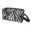 Sacs de cosmétique Voyage Tropical Wild Animal Zebra Stripes en cuir Texture Toitrage Sac Maquillage Organisateur de beauté Boîte de kit Dopp Box