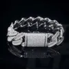 Hiphop -stijl rapper diamanten sieraden 15 mm dik 925 sterling zilver volledig ijsje uitgespoeld mix gesneden moissaniet Cubaanse linkarmband