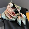 Floral Neckerchief 100% Pure Silk Scarf for Women Square Shawl Hair Ribbon Headband Luxury Brand Neck Tie Wrist Wrap Bandana 240416