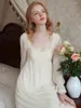 Women's Sleepwear Women Solid Mesh Fairy Sexy Lingerie Nightdress Ruffles Long Sleeve Pajamas Victorian Princess Nightgowns Home Clothes