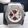 AP Casual Wrist Watch Royal Oak Offshore Precision Steel 26170st Automatisk mekanisk röd nål Timing Anti Magnetic White Plate Steel Band Mens Timespiece