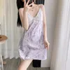 Women's Sleemberwear Print Satin Nightgown Summer Women Women Sexy Suspender Night Dress Home Dress Lounge Wear