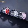 Trouwringen pera prachtige roze rode cz kristal grote ovale ronde vorm vrouwen verlovingsbanden handvinger sieraden accessoires r082