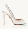 Popular Summer Temptation Crystal Sandals Shoes For Women embellished PVC Peep Toe Sexy Sling-back High Heels Bridal Wedding