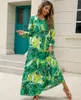 Casual Dresses Women's Floral Printed Dress Beautiful Summer Beach Holiday Travel Elegant Long Sleeve Maxi