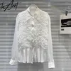 Bluzki damskie Tannnt Koszulę Koszulę Długie rękawy perspektywa białe szyfonowe koszule nieregularne fasshion luźne topy 2024