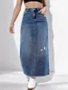 Gonne di jeans lunghe da donna gonna jean casual con tasche fessuratela più taglia blu s m l xl xxl