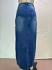 Gonne di jeans lunghe da donna gonna jean casual con tasche fessuratela più taglia blu s m l xl xxl