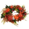 Decoratieve bloemen kunstmatige pompoen bloemen krans hangende bladeren voor voordeur herfst decor slinger