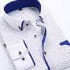 큰 크기 4xl 남자 드레스 셔츠 도착장 긴 소매 슬림 핏 버튼 다운 칼라 고품질 인쇄 비즈니스 셔츠 MCL18 240403