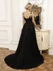 Robes de fête Shiyicey Lace Elegant Black Tulle Wedding A-Line Backless Long Side Split Rangs Split Gowns Applique Fleur à la main