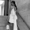 Elegant Short Satin Wedding Dresses With Bow Sheath Ivory Modern V-Neck Vestido De Noiva Mini Length Pleated Bridal Gowns for Women