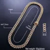 8mm guld- och sierlåskärna med Ice Out Diamond Set Hip-Hop, Miami Cuban Chain, Men's smyckeshalsband