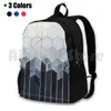 Backpack Soft Blue Hexagons Outdoor Hiking Riding Climbing Sports Bag Graphic Abstract Geometric Modern