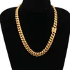 Wholesale Hip Hop 14k Gold Cuban Chain Thick Cuban Chain Miami Cuban Link Chain Gold Necklace Stainless Steel Jewelry