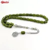 Tasbih Natural Peridot Muslim Bracelet Misbaha Islamic Gift Tassel 33 45 66 99 100 Rosary Jewelry Handmade Rosary 240412