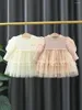 Mädchenkleider 2024 niedliches Babykleid 0-4 Jahre Prinzessin geborene Kinder Langarm Geburtstagsfeier Einszene Korea Frühling Herbst Kleidung