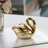 Titulares de vela Cerâmica Golden Swan titular Desk de decoração de casamento Centerpieces Candlestick Cera Melt Burner Creative Home Aroma Contêiner