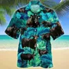 X576 Мужские повседневные рубашки гавайские 3D -печать фэнтезийная картина с коротким рукавом кубинская пляжная одежда Y2K Желтые вершины 240417