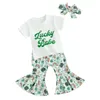 Комплекты одежды Св. Патрик малыш малышки для девочек брюки набор рубашки с коротким рукавом Шамрок.