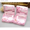 Solglasögonfall Lymouko Lovely ABS Pink Donut Portable With Mirror Contact Lens Case For Women Holder Lenses Container Box Y240416