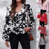 Women's Blouses Clothing 2024 Autumn Polka Dot Gedrukte pullover tops Fashion Ice Silk Wrinkle Long Sleved V-Neck Chiffon T-Shirt