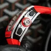 Men Watch Riem Top Fashion White Mechanisch merk Rubber Nieuw Automatisch Red Self Case Windend vegen met