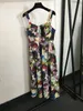 Women's Sleeveless Dresses Runway Designer Floral Print Midi Holiday Dress Spaghetti Strap Backless Sexy Beach Vestidos Vintage Casual Daily Outfit