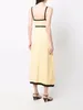 Casual Dresses 2024 V Neck Strapless Women Yellow Long Knitted Dress